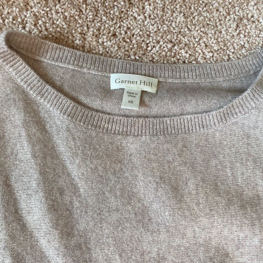 Garnet Hill 100% Cashmere Cropped Sweater Winter XS Oat heather Exc condition!